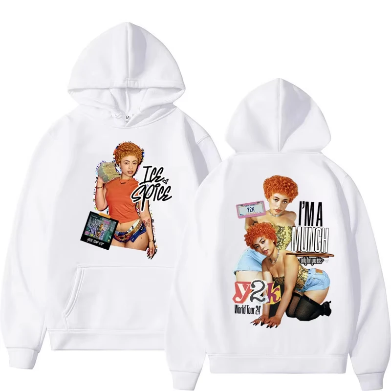 Men Women Vintage Trendy Hip Hop Sweatshirt Autumn Winter Loose Streetwear Rapper Ice Spice Y2k 2024 Tour Concert Graphic Hoodie
