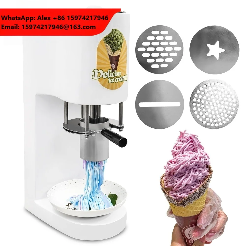 JUYOU Small Table Mini Spaghetti Ice Cream Maker Multi-Shape Soft Ice Cream Making Machine