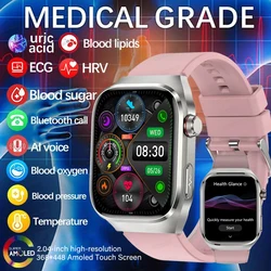 Medical Grade ECG Health Smart Watch for Women Men Blood Sugar Fat Uric Acid Monitoring AMOLED Bluetooth Call 650mah Smart Watch