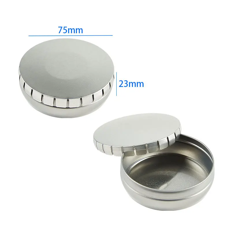 5PCS Round Small Chewing Gum Press Iron Can Portable Mini Candy Solid Balm Tin Storage Box Decompression Metal Packaging Box
