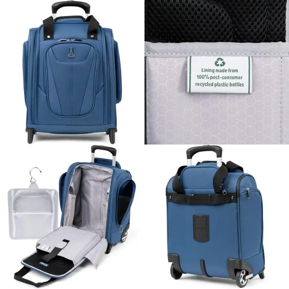 

Lightweight Compact Rolling Underseat Carry-On Upright 2-Wheel Bag, Unisex, Ensign Blue, Softside Luggage for Travel