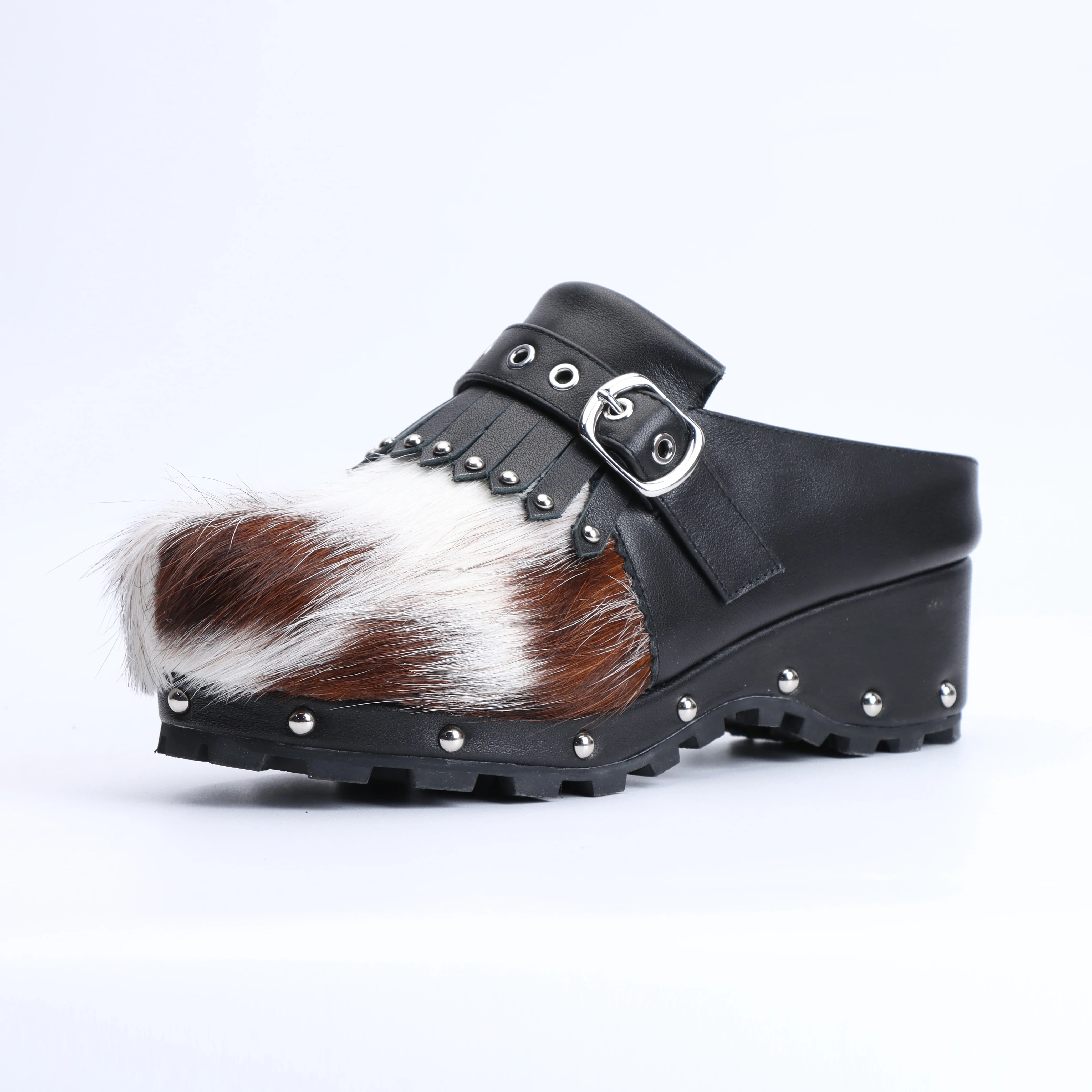Luxury Designer Mule Sandals for Women, Handmade Cowhide Fur, Rubber Sole, Latex Insole,Trendy Tassel Detail,Summer Slides 2025