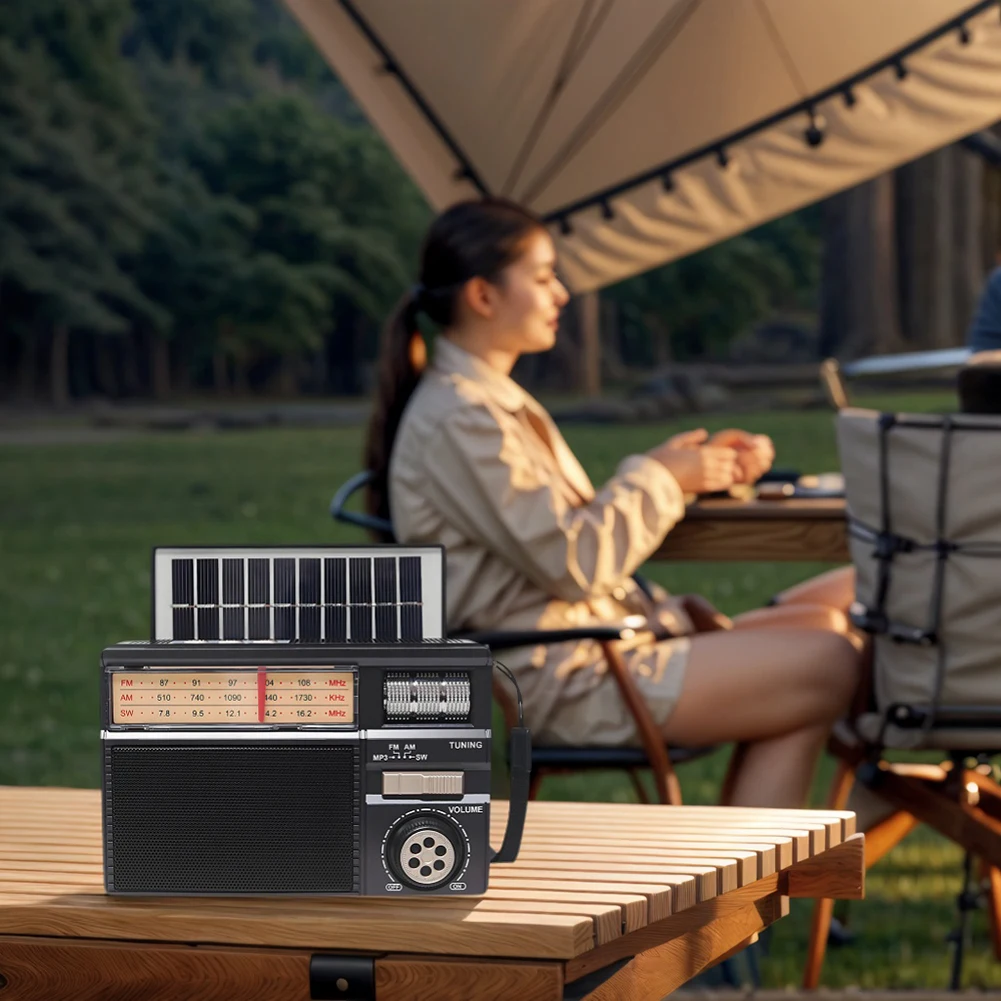 راديو بالطاقة الشمسية مع مكبر صوت BT راديو محمول يدعم بطاقة TF ومحرك USB وراديو الطوارئ للطوارئ الخارجية