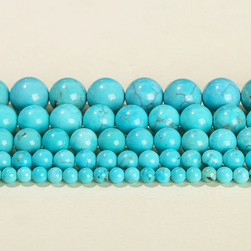 Dyed Color Blue Turquoise Bead Round Loose Spacer Beads For Jewelry Making Diy Necklace Bracelet Accessory 15\