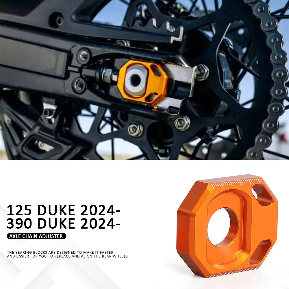 

Motorcycle Accessories Rear Axle Block Chain Adjuster With Logo Regulator Sliders Tensioner For 125 DUKE 390 Duke 2024 2025