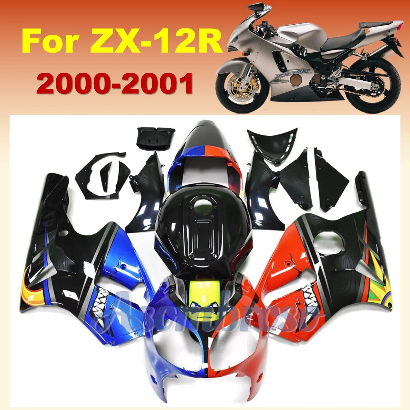 Shark Stickers Bodywork set ﻿For Ninja ZX-12R 2000 2001 ZX12R Motorcycle Fairings kit ZXMT