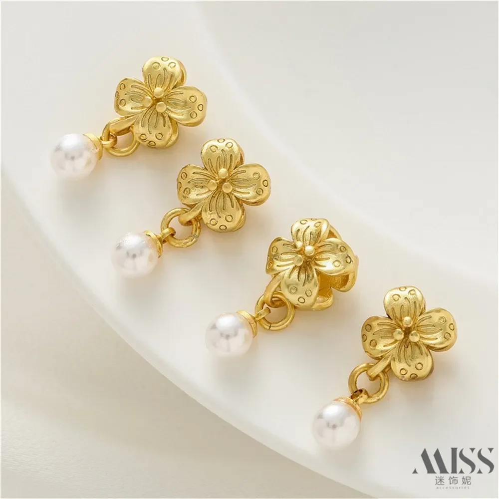 

18K Dumb Gold Color-preserving Hanging Beads Large Hole Beads DIY Handmade Pearl Bracelet Necklace Hanging Jewelry Accessories