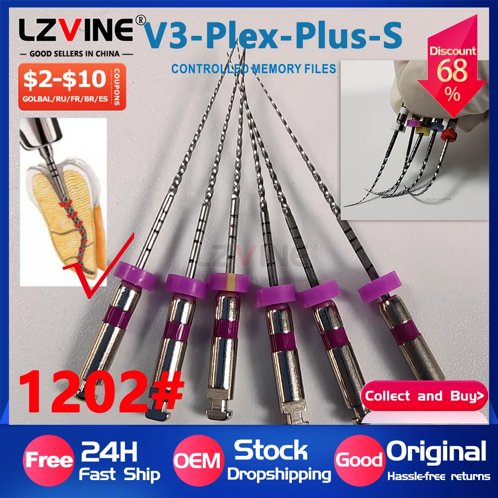 

6Pcs/Box 25MM/21MM/31MM Flex Plus Activated Root Canal File Dentist Tools Endodontic 1202# Rotary Files Dental Dentaire Tools