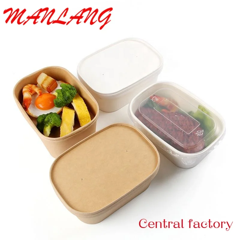 Custom  eco friendly packaging food box takeaway biodegradable custom disposable paper soup cup salad bowl paper container kraft