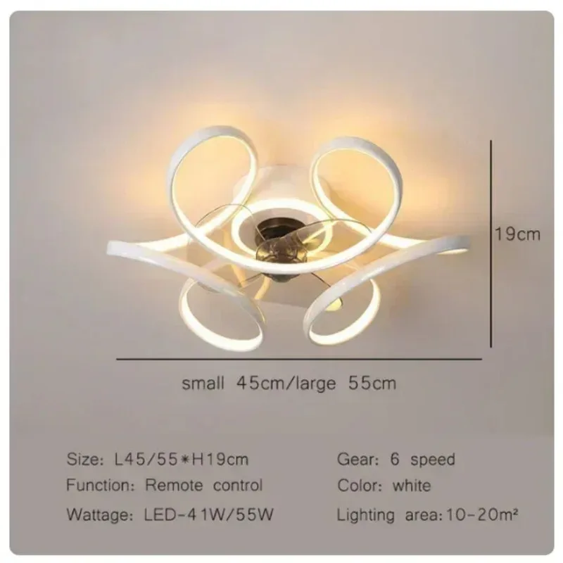 Nordic Intelligent Fan Light Color Dimming and Silent LED Ceiling Fan Light Remote Control Abanicos de tech Bedroom Lighting