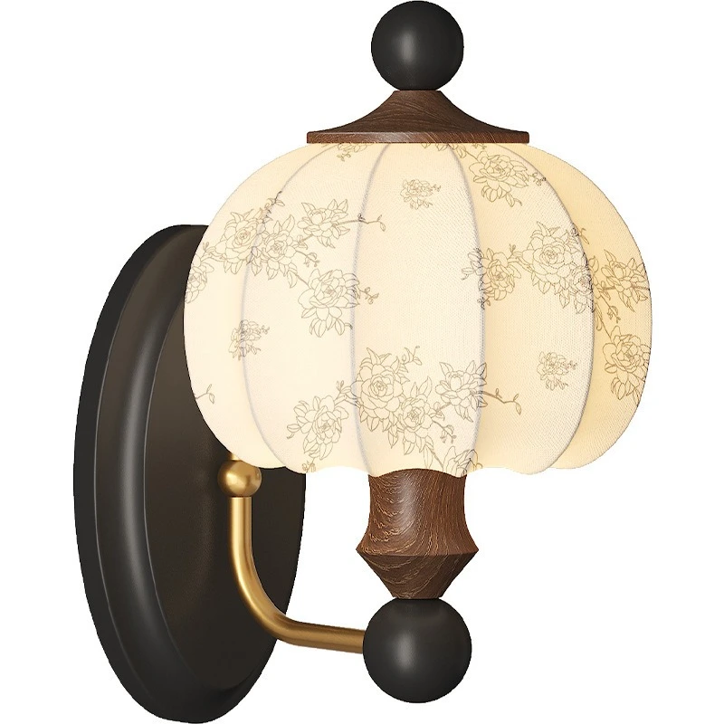 

Wall lamp Bedroom bedside lamp Printed fabric Living room background wall lamp