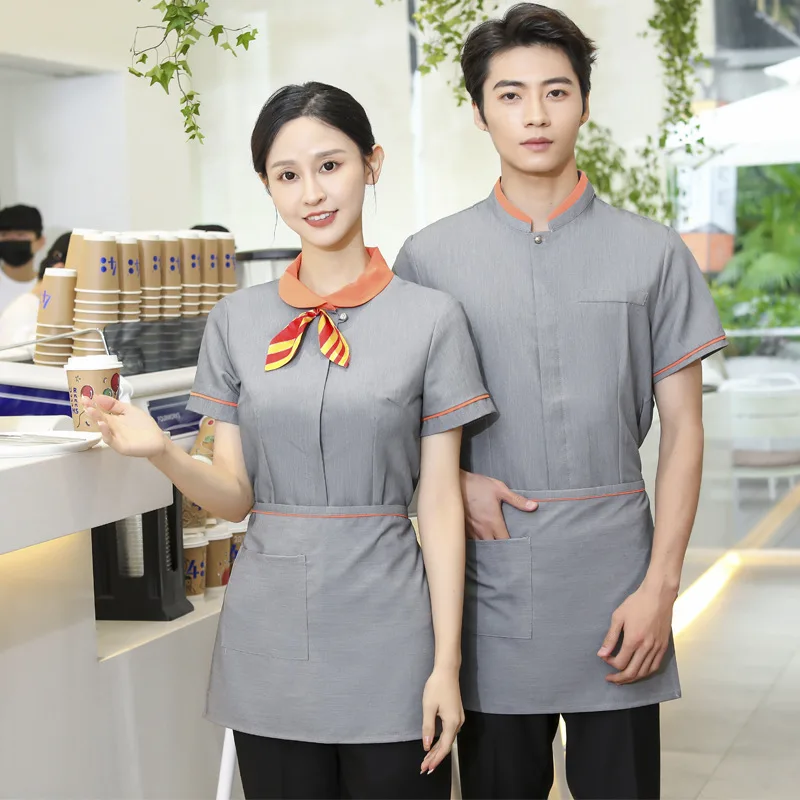 

Hotel Work Clothes Summer Women's Hot Pot Restaurant New Chinese Restaurant Catering Waiter Workwear Short Sleeve