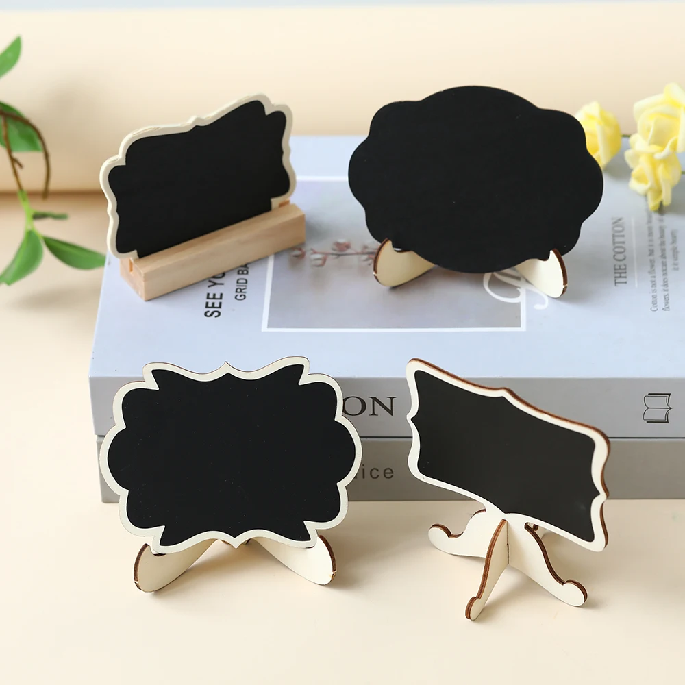 6pcs Mini Wooden Chalkboards with Support Message Board Table Place Card Signs Blackboard for Home Birthday Wedding Party Decors