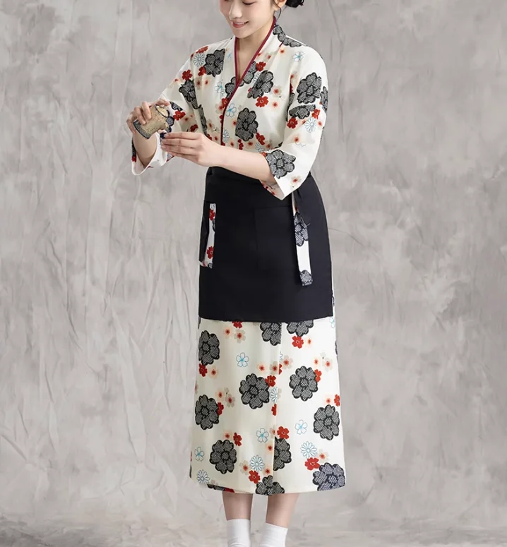Japanese Chef Uniform Sushi Suit Woman Dress Kimono Work