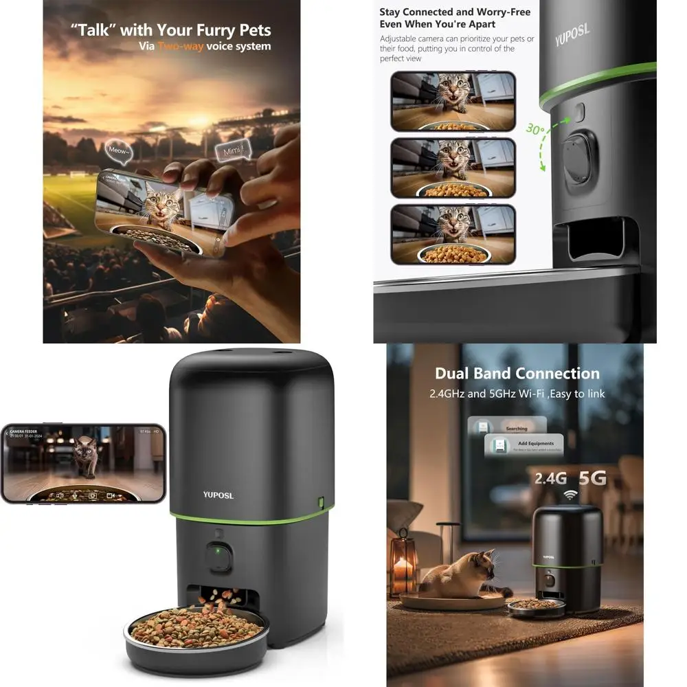 

Smart 5G WiFi Cat & Dog Feeder, 1080P Camera, Night Vision, 1-15 Meals, 1-99 Portion Sizes, 2-Way Talk, Fresh Food Storage, 4L C