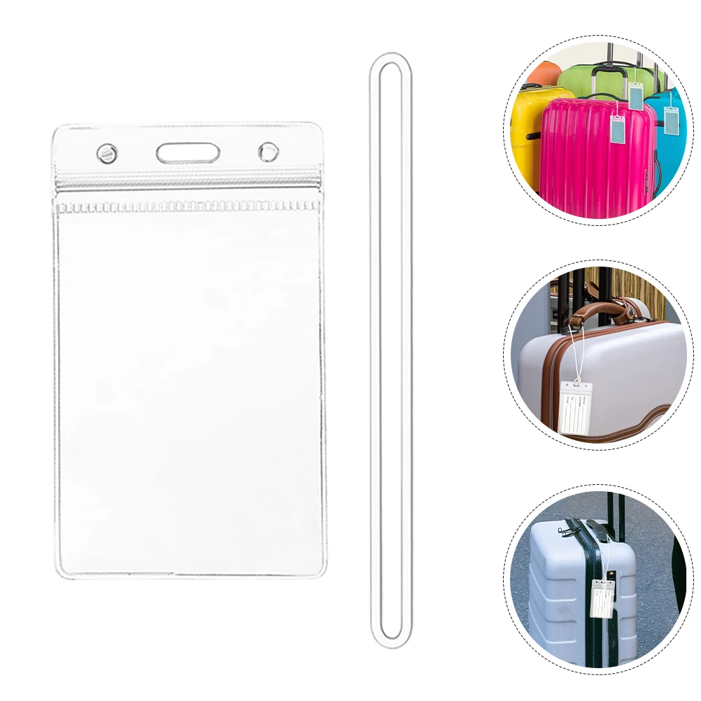 

1 Set Clear Badge Sleeve Id Holder Vertical Anti-Scratch Card Protector Postcard Cover Compact Reusable Luggage