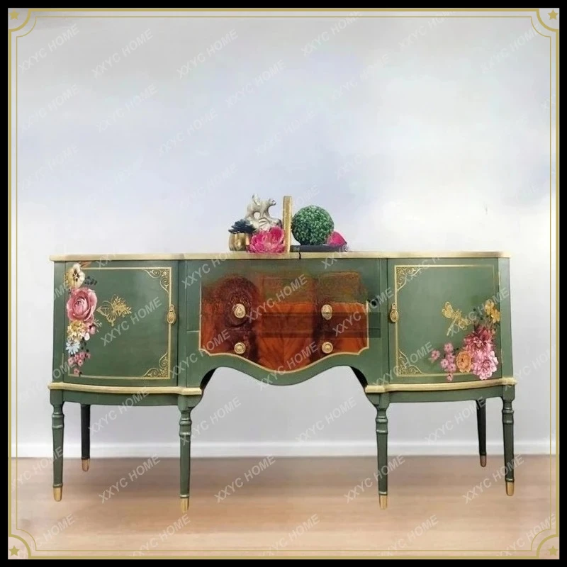 

art hand-painted dining side cabinet, entrance hall, entrance cabinet, living room decoration cabinet