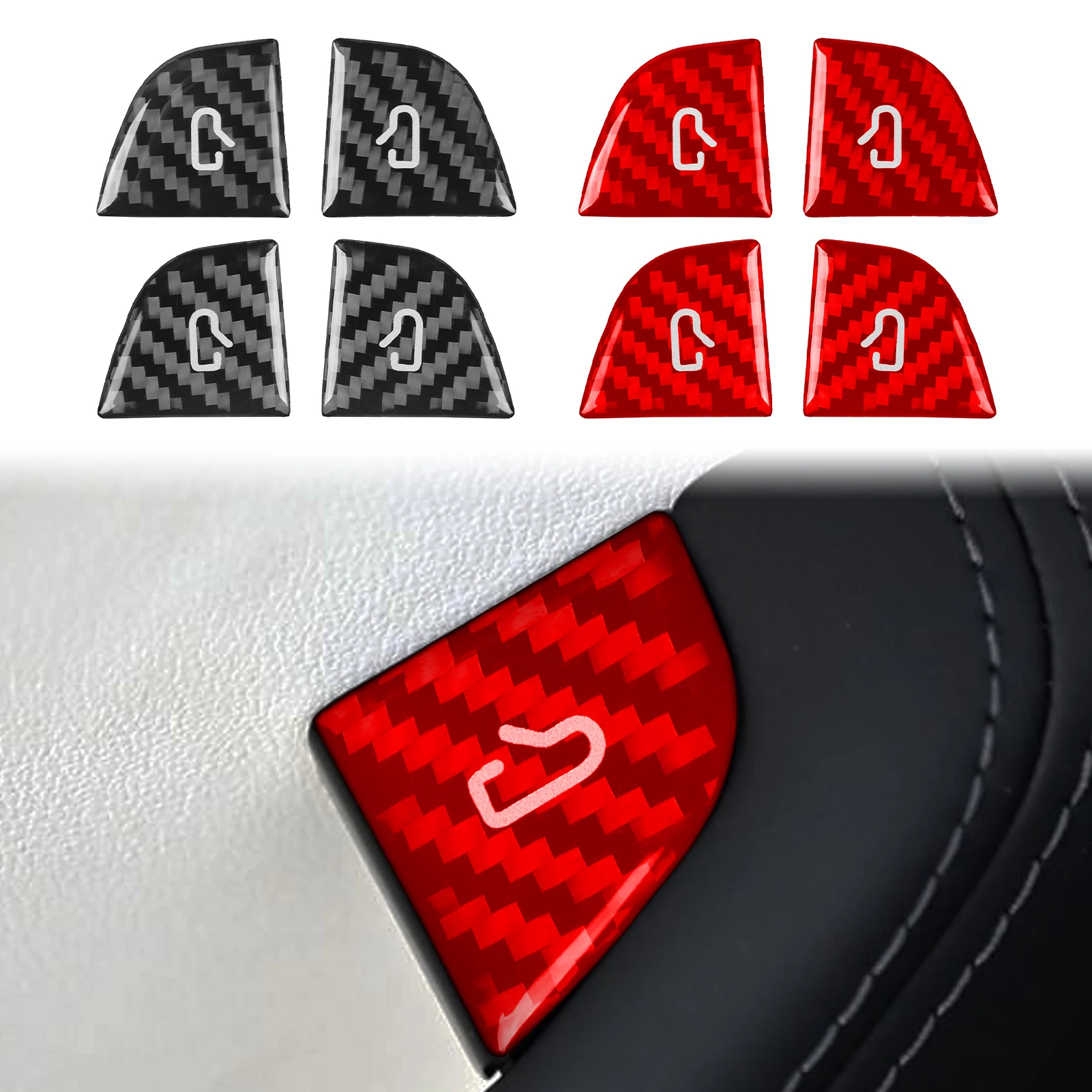 

Door Switch Button Sticker For Tesla Model 3 Y Juniper Carbon Fiber Car Interior Door Switch Button Trim Accessories 2019-2025