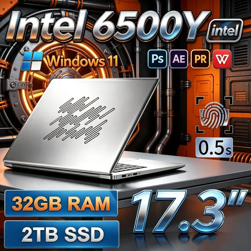 New 17.3" Laptop Intel Core 6500Y 32GB RAM 2TB SSD Fingerprint Recognition Juicy Notebook PC