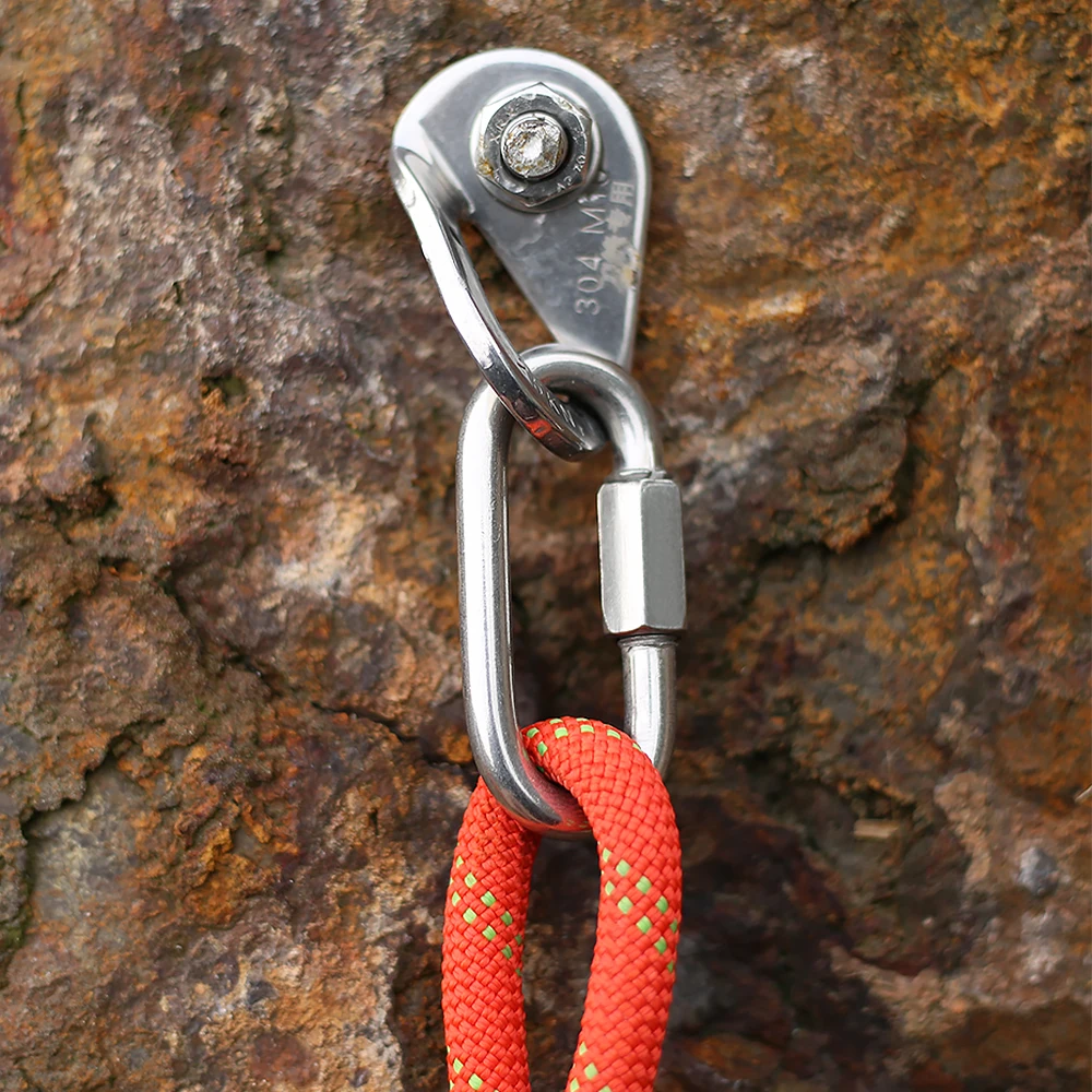 XINDA Safety Carabiner Stainless Steel O-Shape Screw Gates Buckle Hook Rock Climbing Link Ring