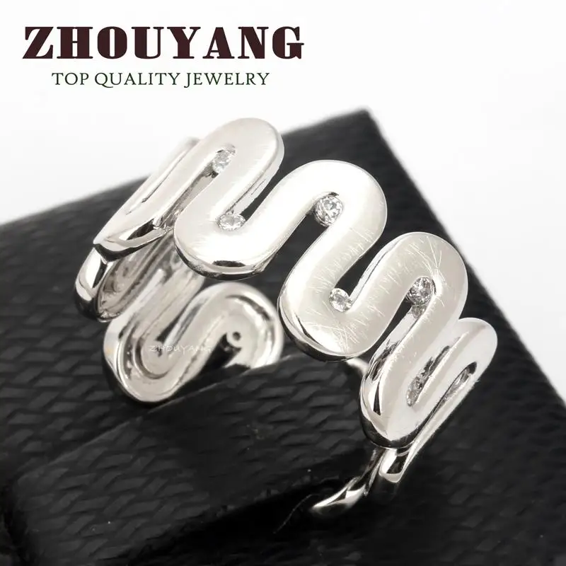 INS Flow Design Wire Drawing ring for women simple Process Rose Gold Color Ring Fashion Austrian Crystals  jewelry wholesale