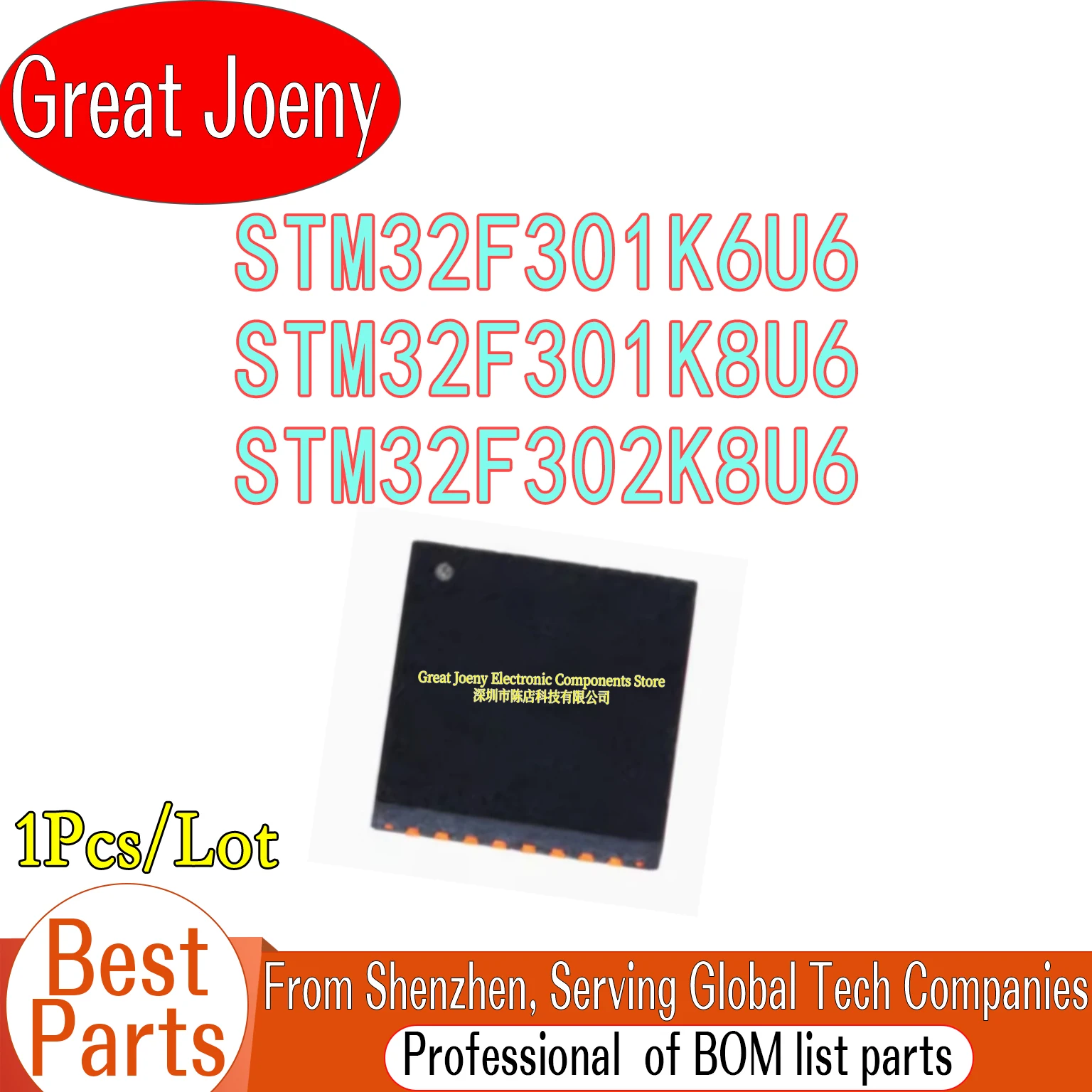 100% New Original F301K6 F301K8 F302K8 STM32F301 STM32F302 STM32F301K6U6 STM32F301K8U6 STM32F302K8U6 IC MCU Chipset QFN-32