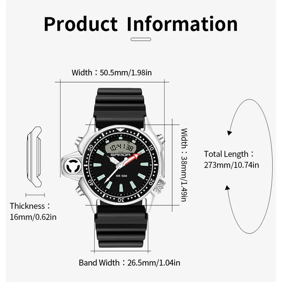 Men Watches Sports Multi Functional Outdoor Waterproof Digital Watch Male Female Student Military Man Quartz Wristwatch Clock