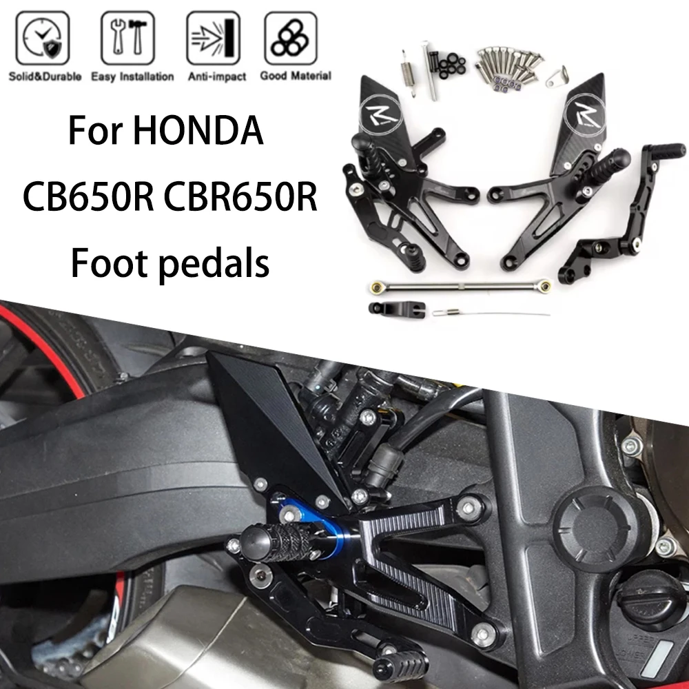 

MTKRACING For HONDA CB650R/CBR650R 2019-2023 Rear Sets Heighten Pedal Adjustable Rearsets Foot Pegs Shift Lever Brake