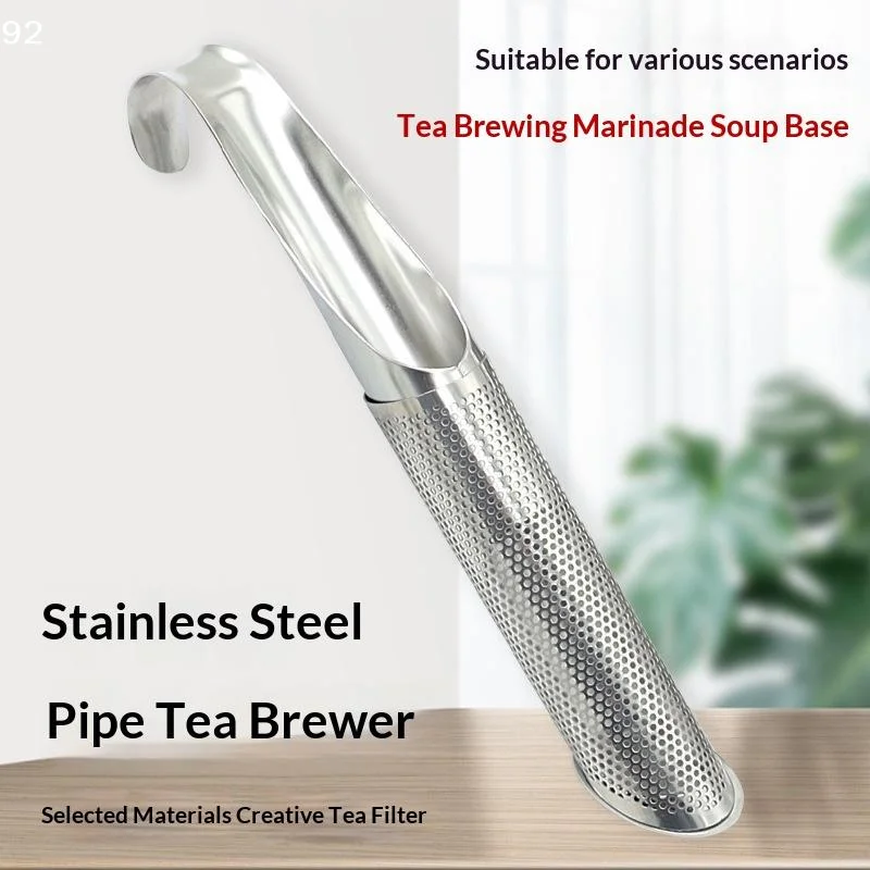 Stainless Steel Pipe Shape Hanging Tea Infuser Filter Spoon with Handle Tea Strainer Teapot Accessory Kitchen Tea Gadget