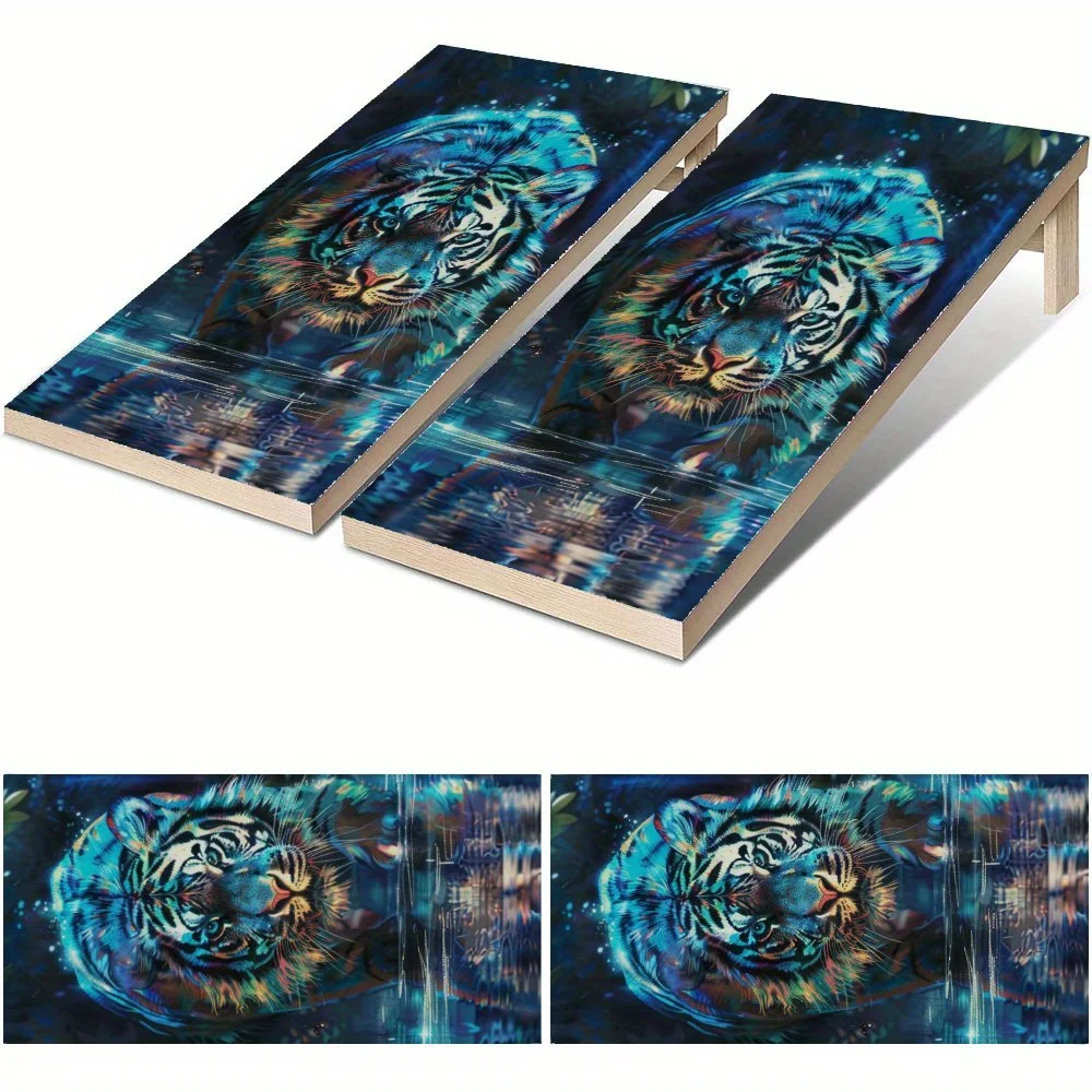 

Красочные тигровые тени, водонепроницаемая доска Cornhole, виниловые обертывания, дизайн настольной игры из ПВХ для игр на открытом воздухе, идеально подходит для занятий спортом и отдыха