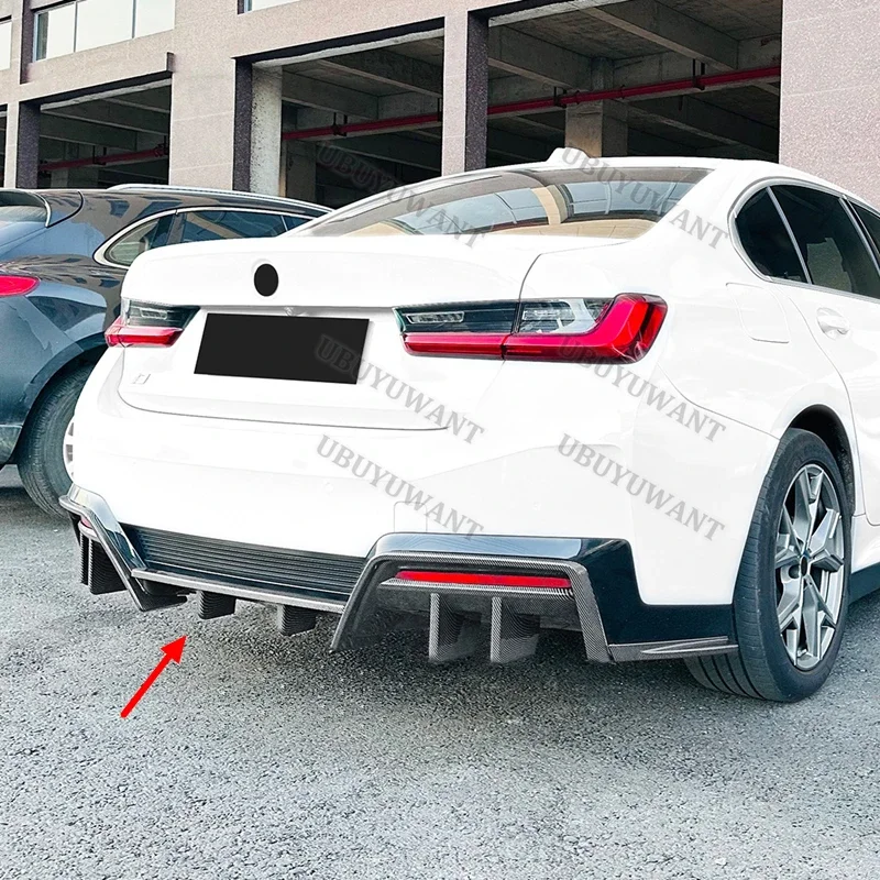 For BMW i3 eDrive 35L 40L 2022-2025 Carbon Color/ Glossy Black Rear Bumper Diffuser Lip Spoiler Car Body Kit Accessories