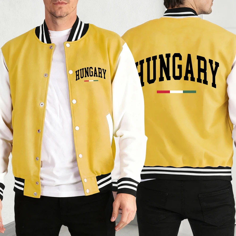 

Hungary Red White Green Stripes Men Jacket Vintage Loose Coat Street Casual Top Autumn All-Match Tracksuit Unisex Retro Clothing