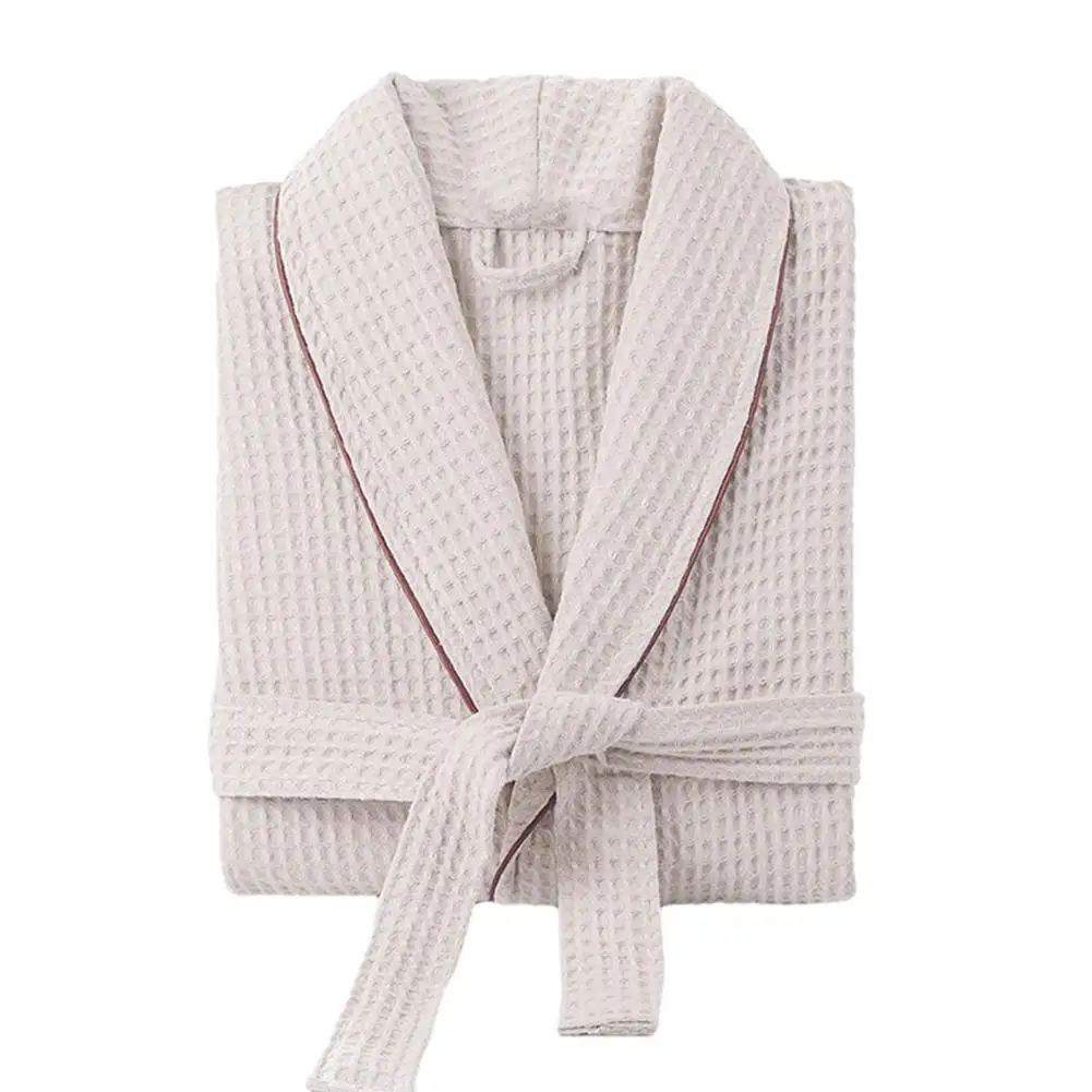 Халат вафельный для мужчин и женщин, хлопковая одежда для сна, кимоно, банный халат, длинный махровый халат в стиле унисекс, весна
