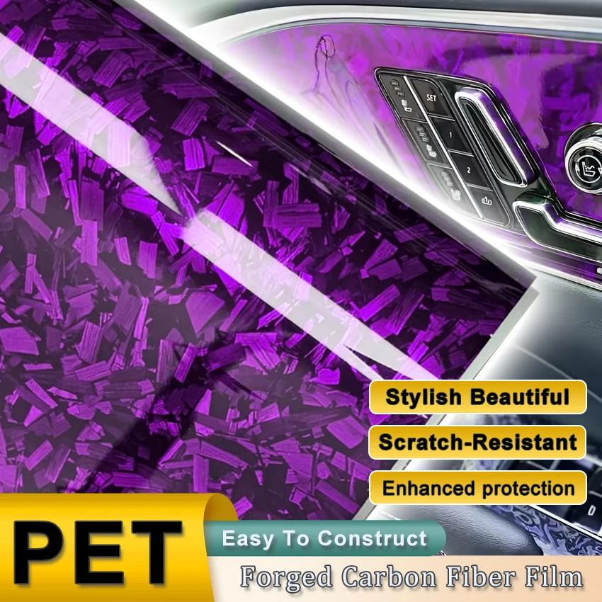 

PET forged carbon fiber High gloss purple car interior rearview mirror film color changing sticker auto parts