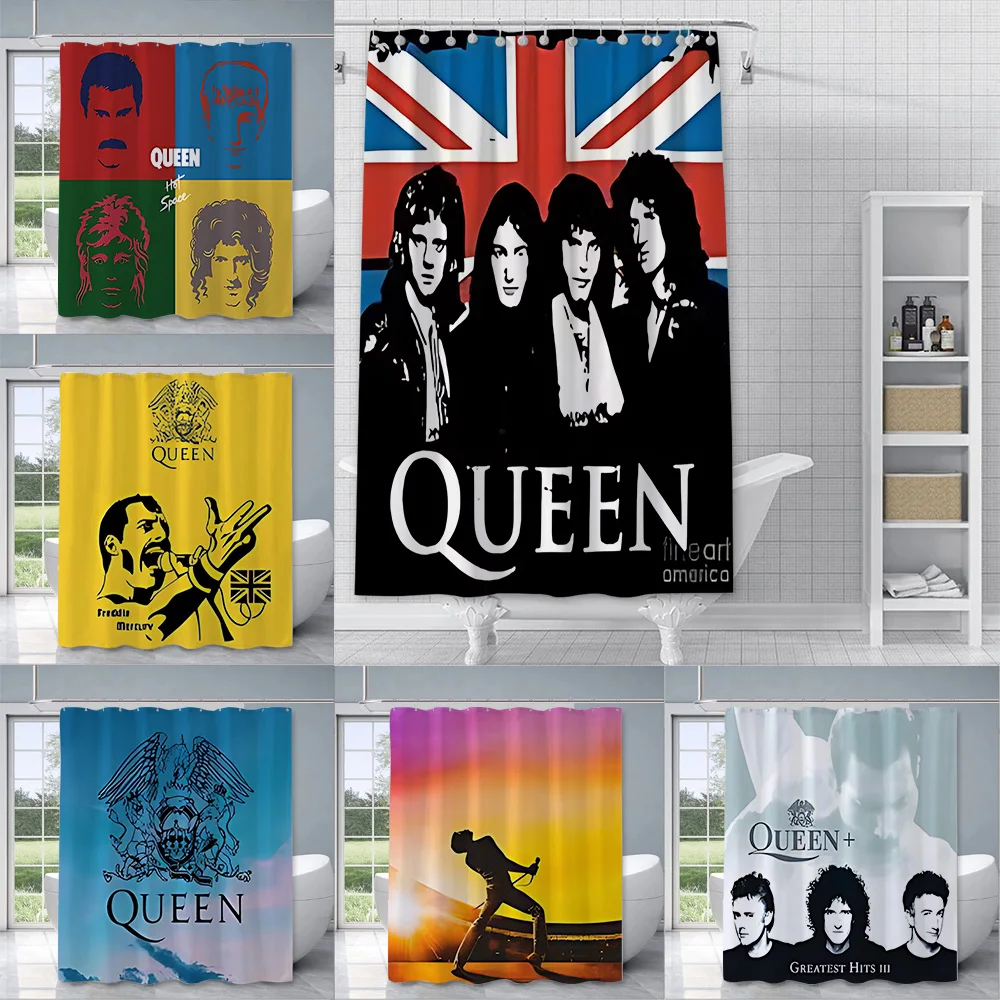 Rock Q-Queen Band Shower Curtain Waterproof Polyester Fabric Paint Colorful Bath Curtains Home Bathroom Decor Curtain With Hook