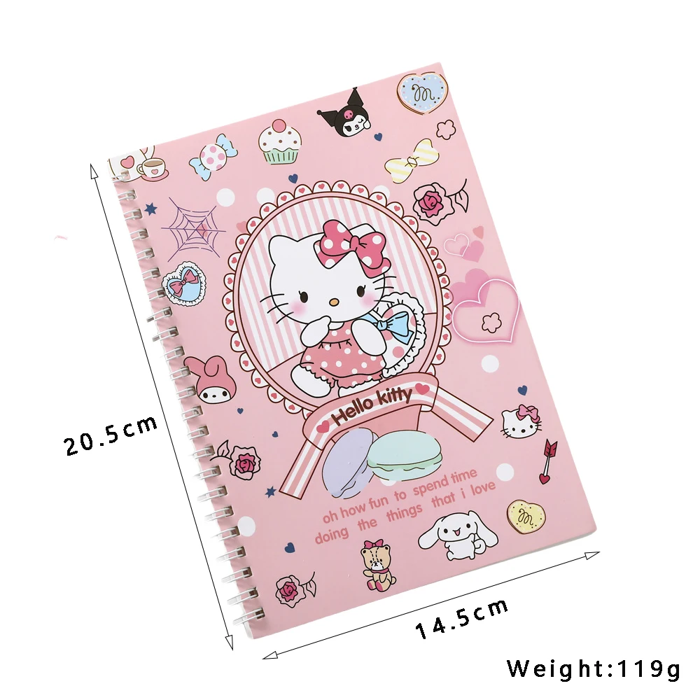 Kawaii Cartoon Hello Kitty A6 Notebooks Cute Kuromi Melody Cinnamoroll Anime Notepads Student Stationery Girl Diarybooks Gifts