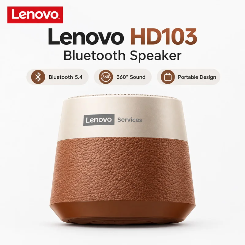Lenovo HD103 Bluetooth Speaker Portable Wireless Audio 360° Surround Sound Bluetooth 5.4 Bass Stereo Music Speaker for Home Use