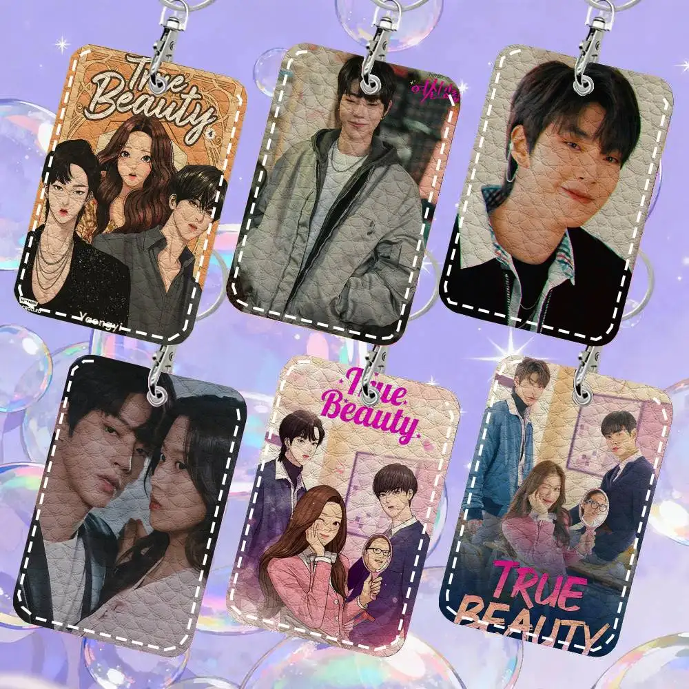 Korean Tv True Beauty Card Case Keychain Access Card Bag Key Tag Ring Leather Card Holder Key Ring Access