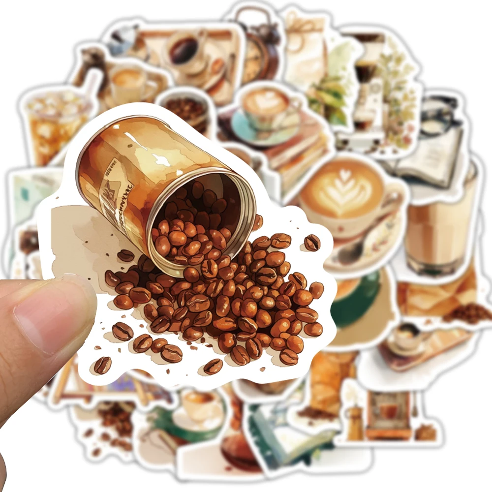 30PCS Vintage Coffee Series Sticker Pack Skateboard Cases Creative Phone Picture Guitar Decorative Notebooks Waterproof Stickers