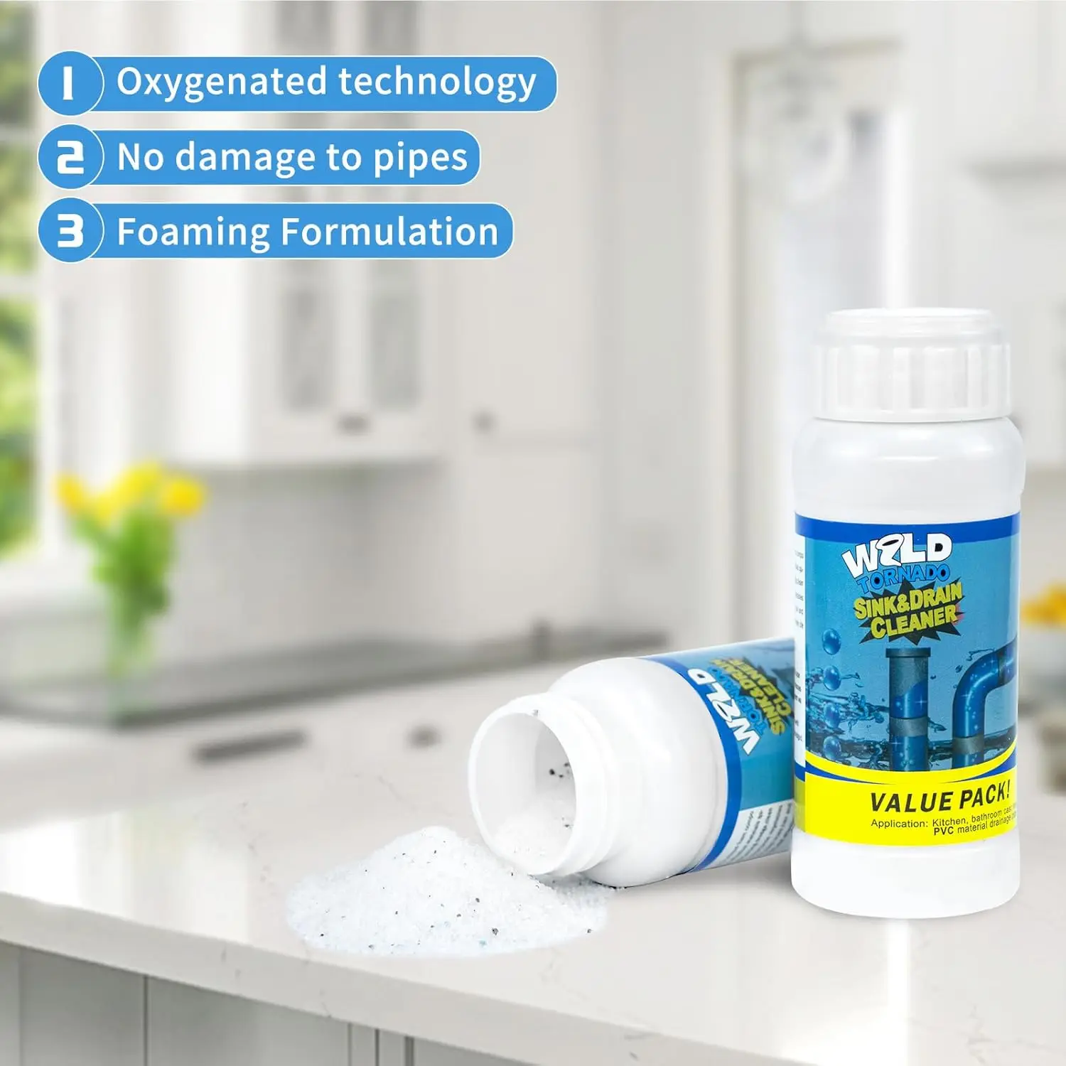 5-Bottle Set Powerful Kitchen & Toilet Sink Drain Cleaner Dredging Agent Fast-Acting Sewer Deodorant Cleaning Tool