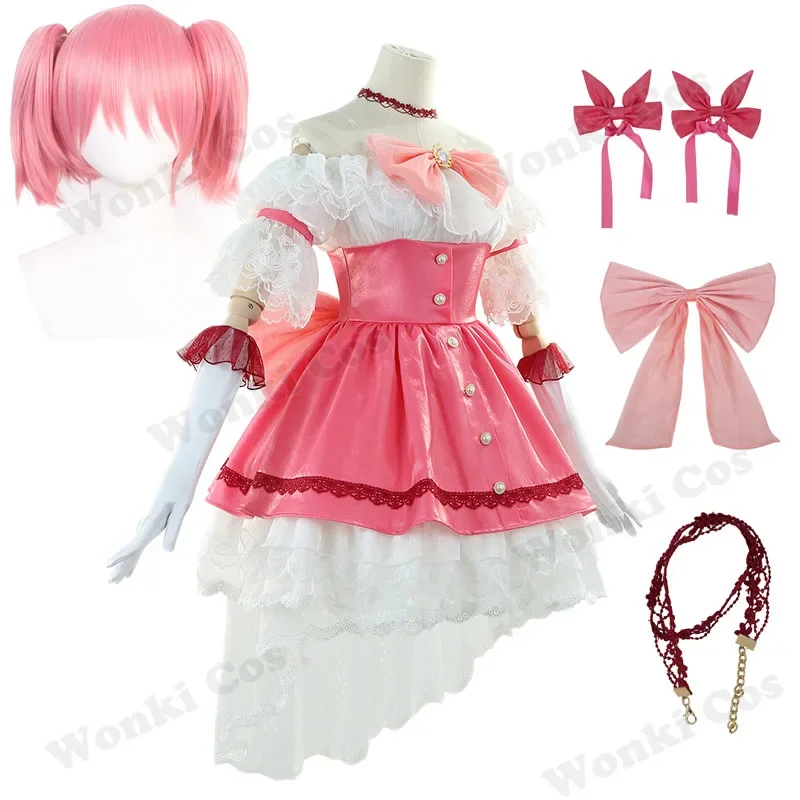 Movie Walpurgis Night Madoka cosplay costume pink wig hair women party lolita dress Kaname Madoka cosplay full set