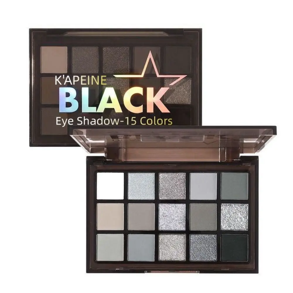 15-kleuren Smokey Black Eyeshadow Palette Waterproof Punk Glitter Pailletten Oogschaduw Oogmake-up Langdurig