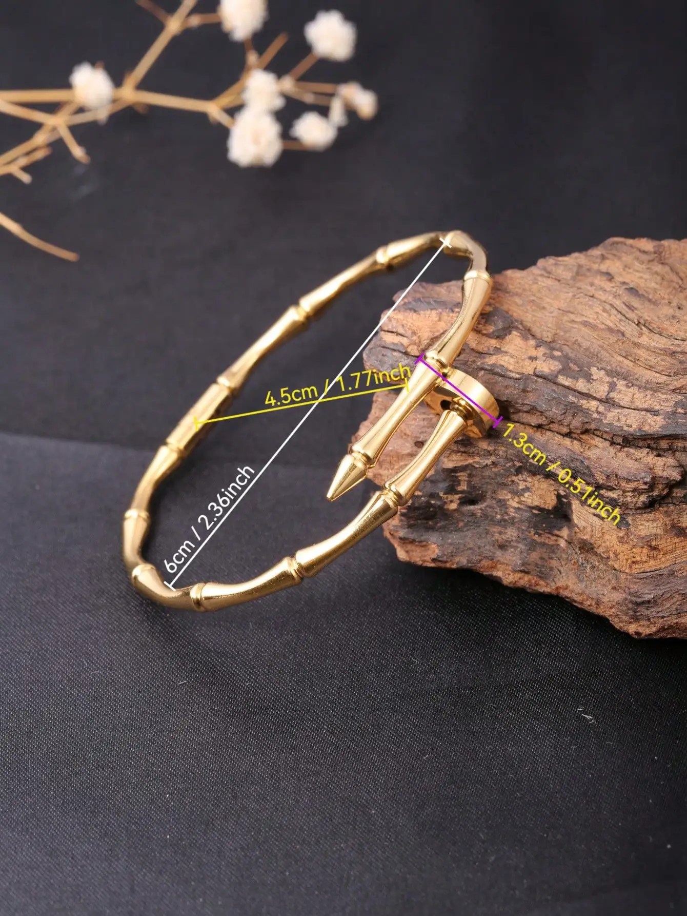 1 Piece Stainless Steel Bracelet with 18K Gold Plated Bamboo Design Clasp, Minimalist Luxury Smooth Surface Bracelet, Suitable for Women's Daily Wear, Graduation, Gatherings, Weddings, Parties