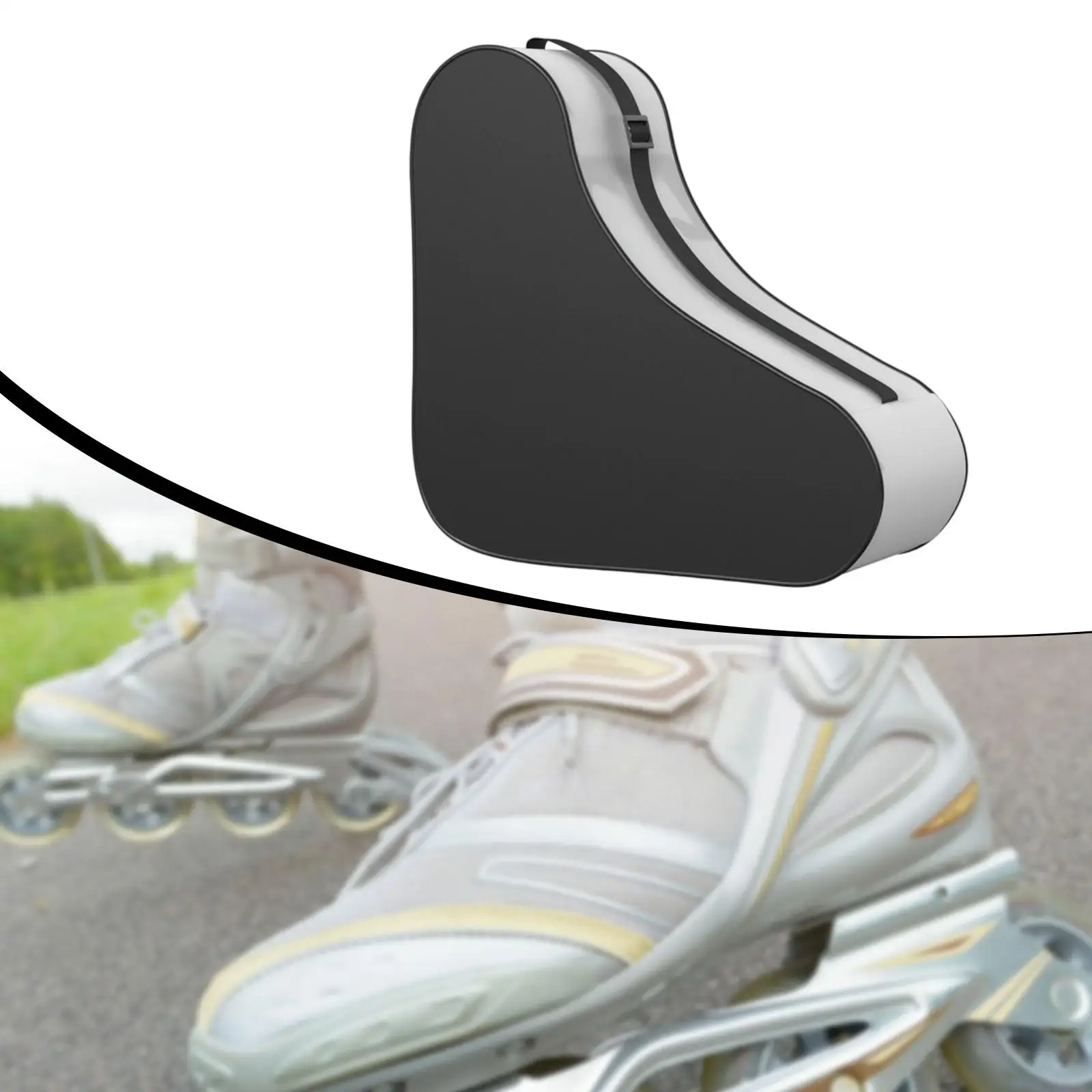 Sac pour patins à glace avec poignée, sac de rangement pour chaussures de sport d'hiver, fermeture à glissière, compartiment spacieux pour patins à roulettes.