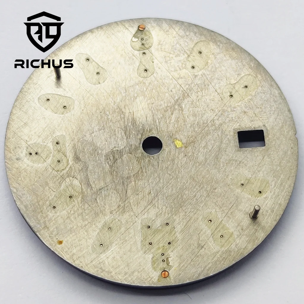 ساعة RICHUS 31 ملم بيضاء معقمة بمينا أخضر مضيء مناسب لحركة NH34 NH35 NH36