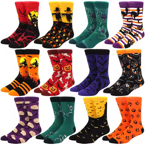 New Fall Winter Halloween Men Socks Funny Skull Alien Pumpkin Monster Bat Girl Socks