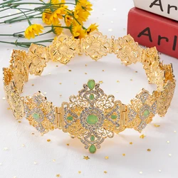 Fatima Fashion cintura da sposa marocchina cava per abito da sposa da donna gioielli per il corpo catena in metallo con piantagione d'oro lunghezza regolabile Gif