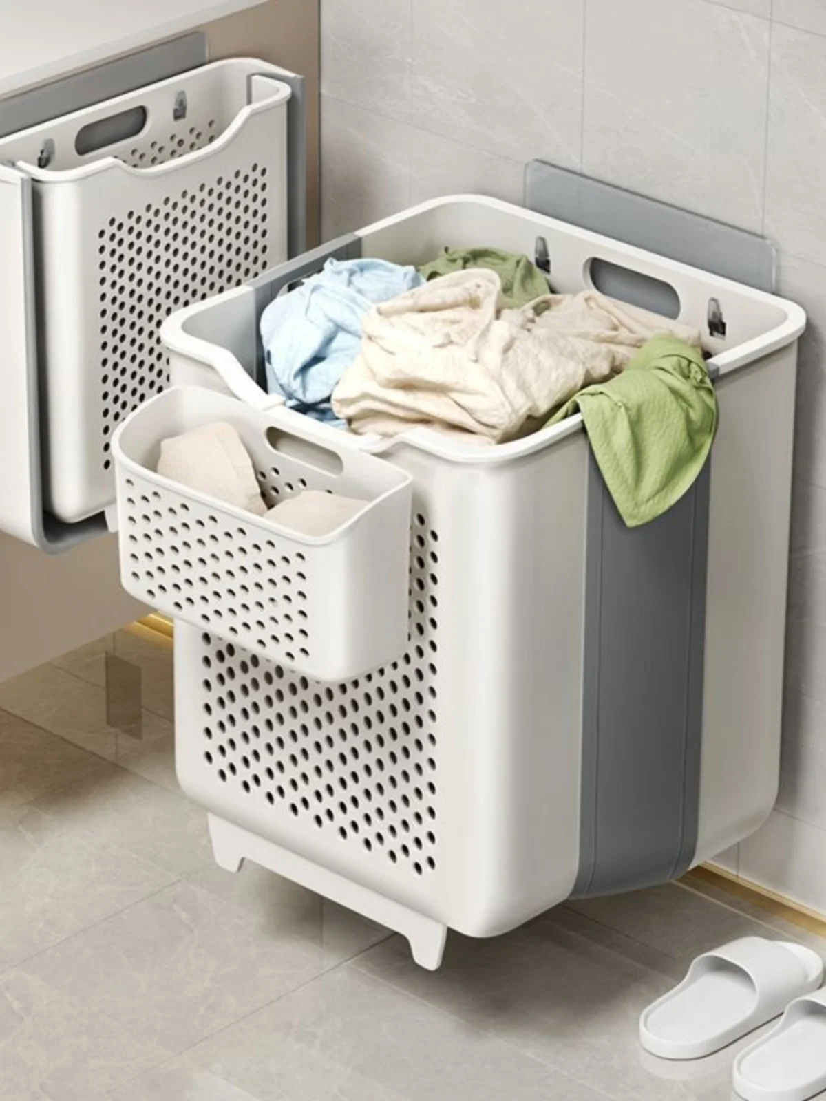 

Creative Foldable Wall Mounted Dir Laundry Basket Large Capaci Batoom Balcony Dir Clothes Storage Basket Home Use