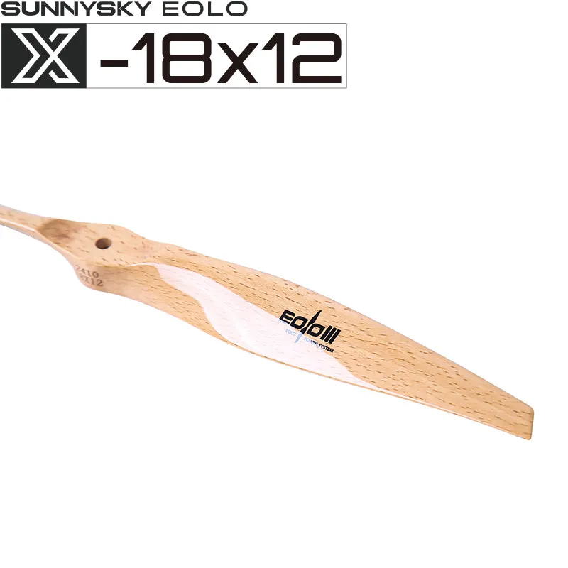 Genuine Sunnysky EOLO 18x12 Beech Wood Propeller, Two‑Blade Solid Wood Prop for 80‑90E RC Fixed‑Wing Aerobatic Airplane 1 Unit