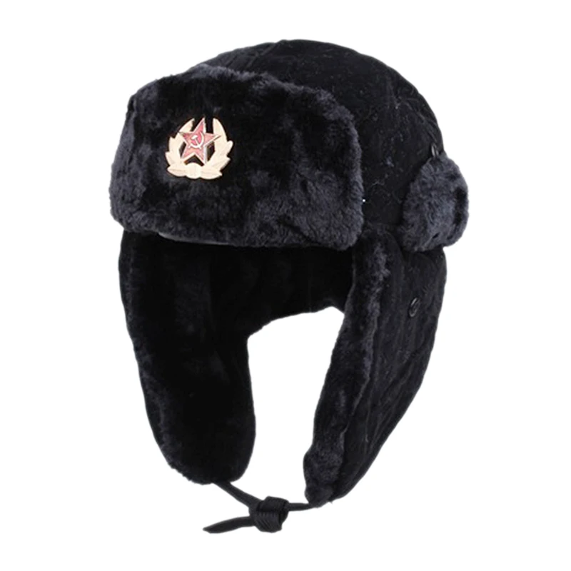 Fashion wild winter warm hat Soviet badge Lei Feng hat windproof waterproof men and women outdoor hat thick earmuffs warm hats